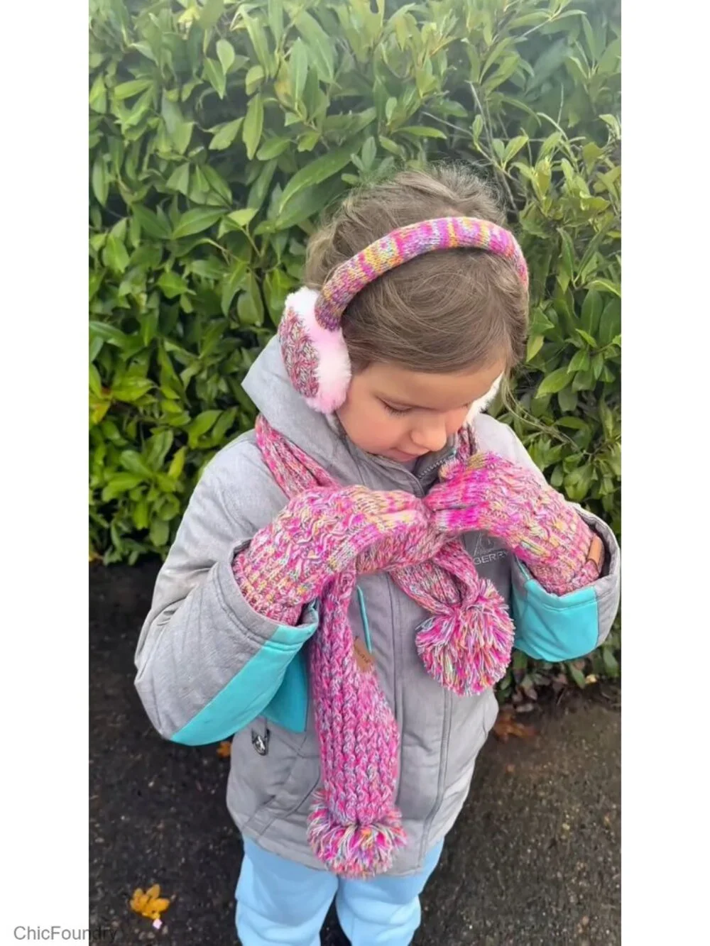 Kids Winter Hat Gloves Scarf Earmuffs Set Fleece Lined Warm
